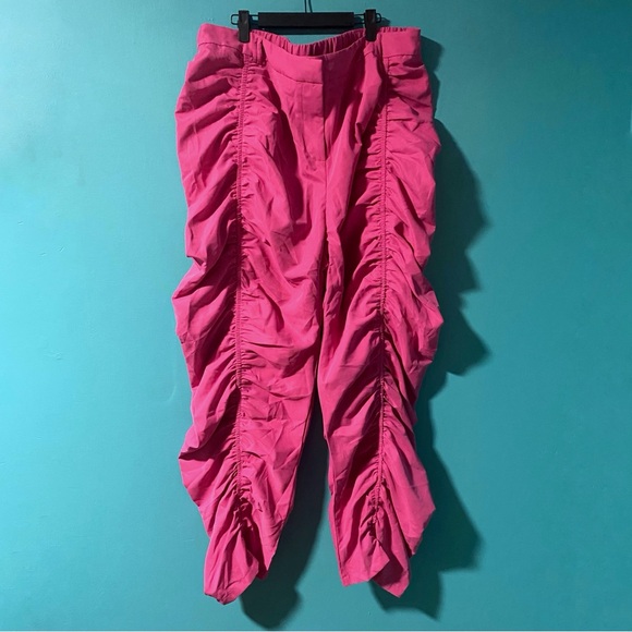 Shein Curve 4X Pink Ruched Stacked Pants Elastic Back Waist - Picture 2 of 6